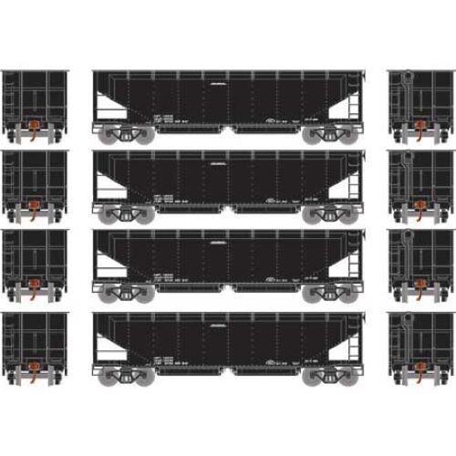 Athearn HO Scale 4 Data Only 40′ Offset Ballast Hoppers w/ Ballast Loads Sealed