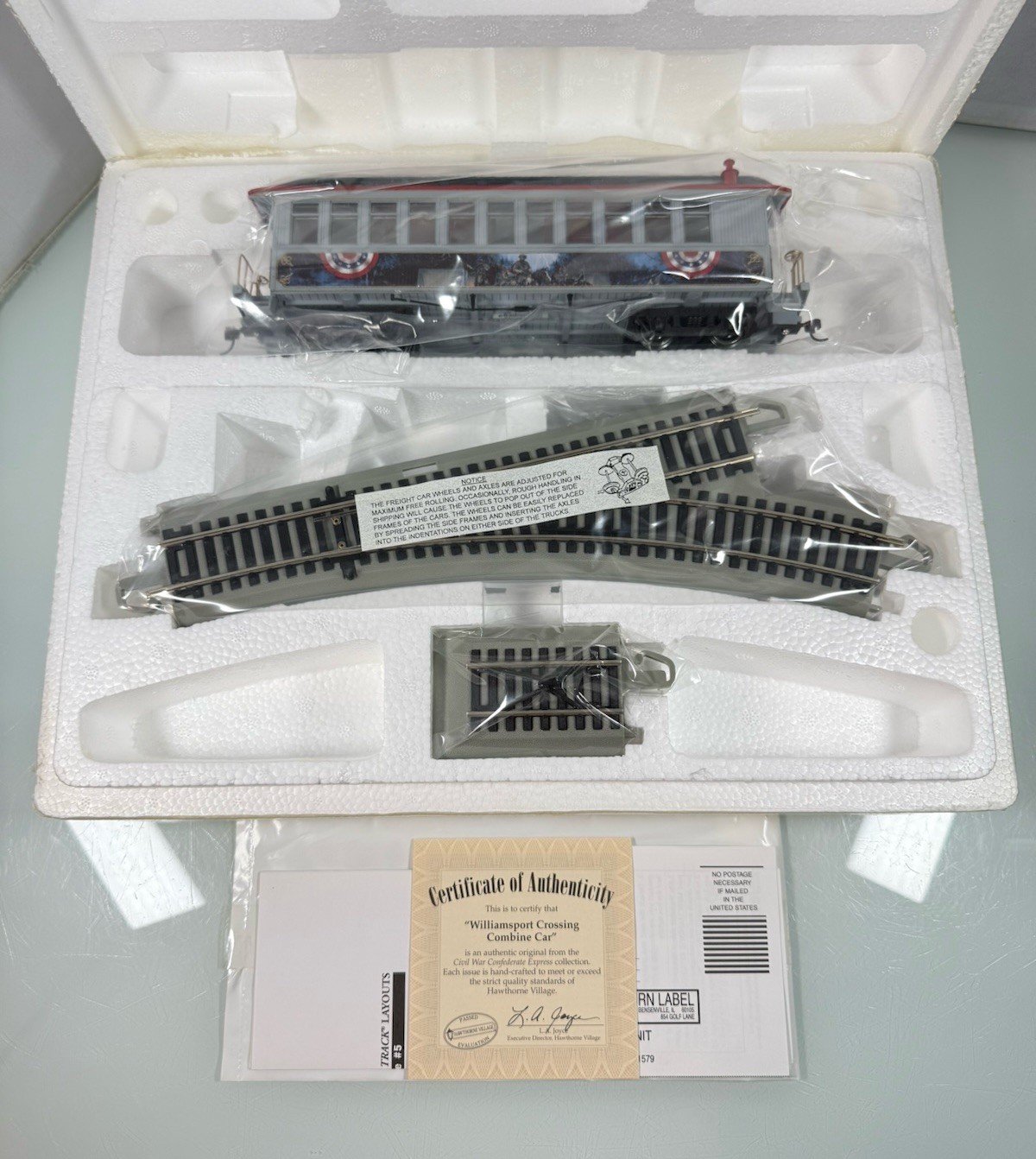 Bachmann Hawthorne Village ON30 Williamsport Crossing Combine Train Car w/ COA