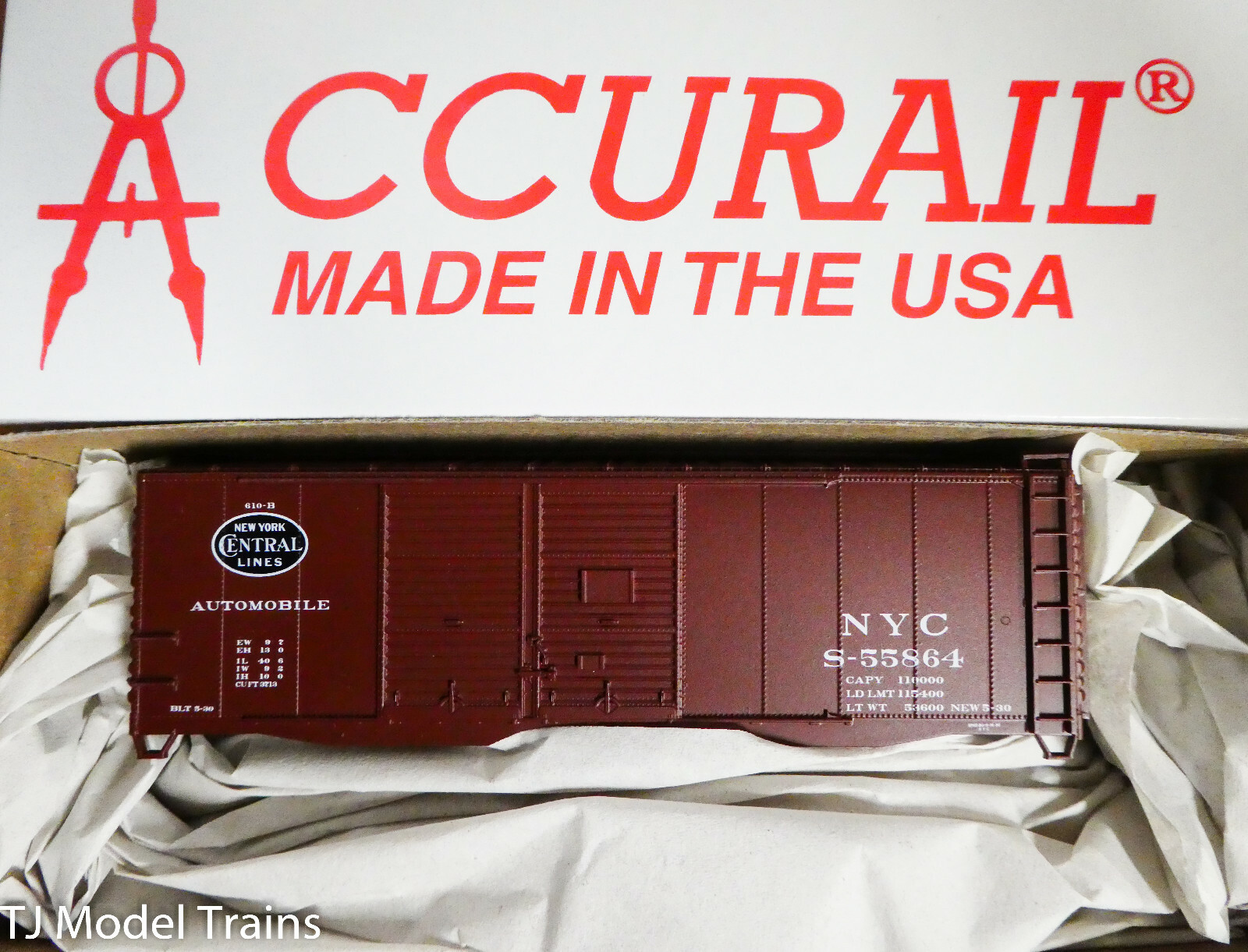 Accurail HO #3640 (Rd #55864) New York Central (40′ Steel Boxcar) Plastic Kit