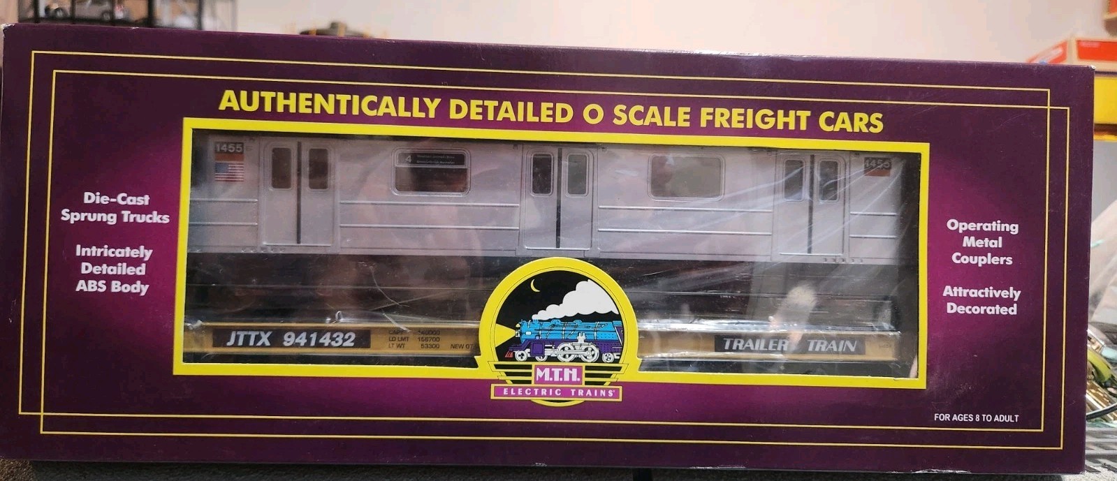 MTH 20-98554 Flat Car W/ R62 Subway Car#1455 Nib #4 Train