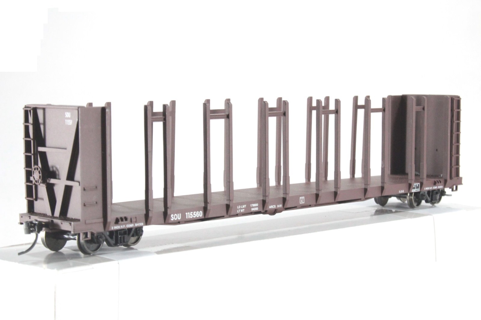 HO Walthers Southern Railway 60ft Pulpwood Rack #115560 Mtl Whls Kd Minus 2 Step