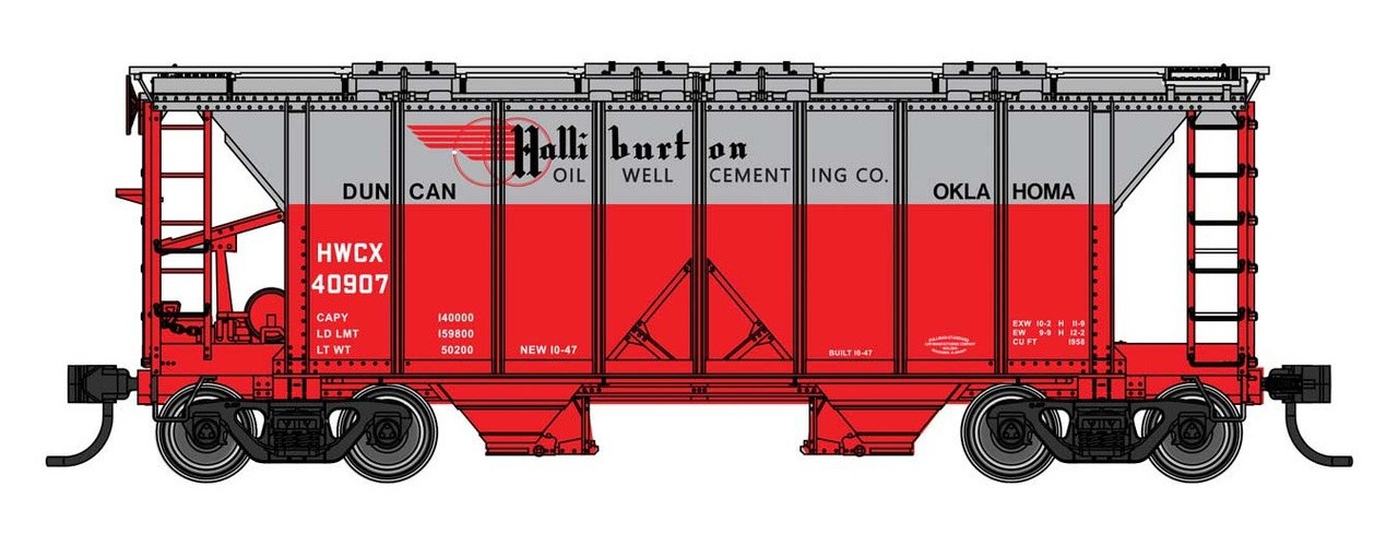 Walthers ~ HO Scale ~ ACF 1958 Cu Ft Covered Hopper ~ Halliburton HWCX #40909