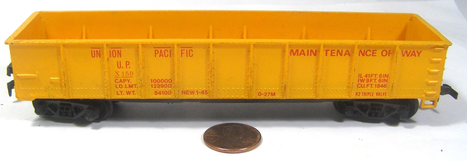 Tyco Model RR HO Scale Open Top Gondolla Union Pacific Hong Kong TWT