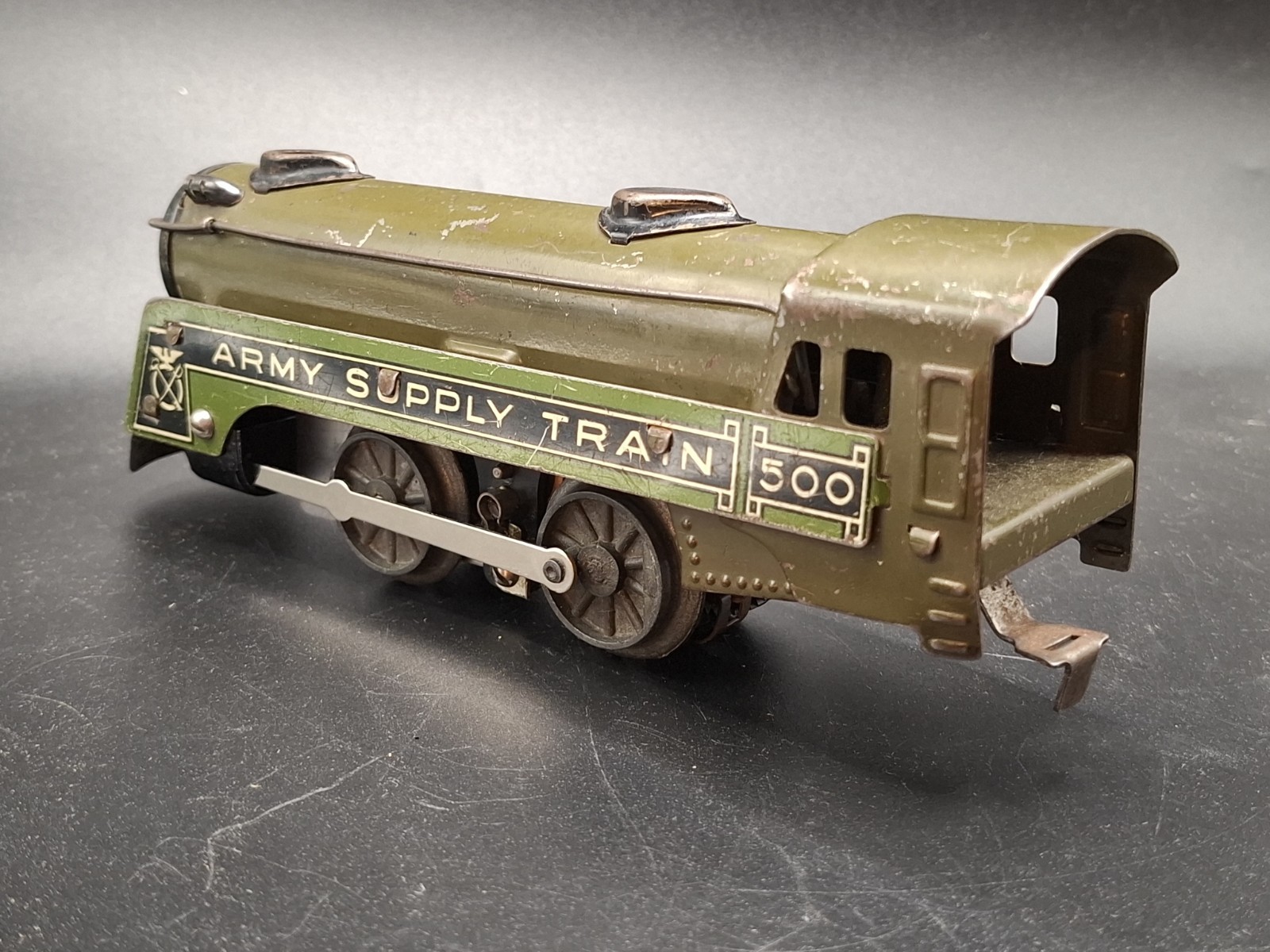 Vintage 1937-1942 Marx Pre-War Tin Litho Army Supply Train 500 Engine Untested