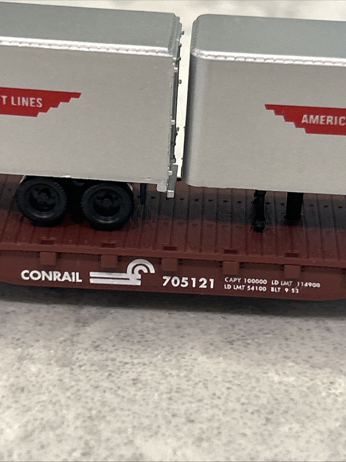 Atlas 37531 American President Piggyback Flat W/ Two 24′ Trailers – Original Box
