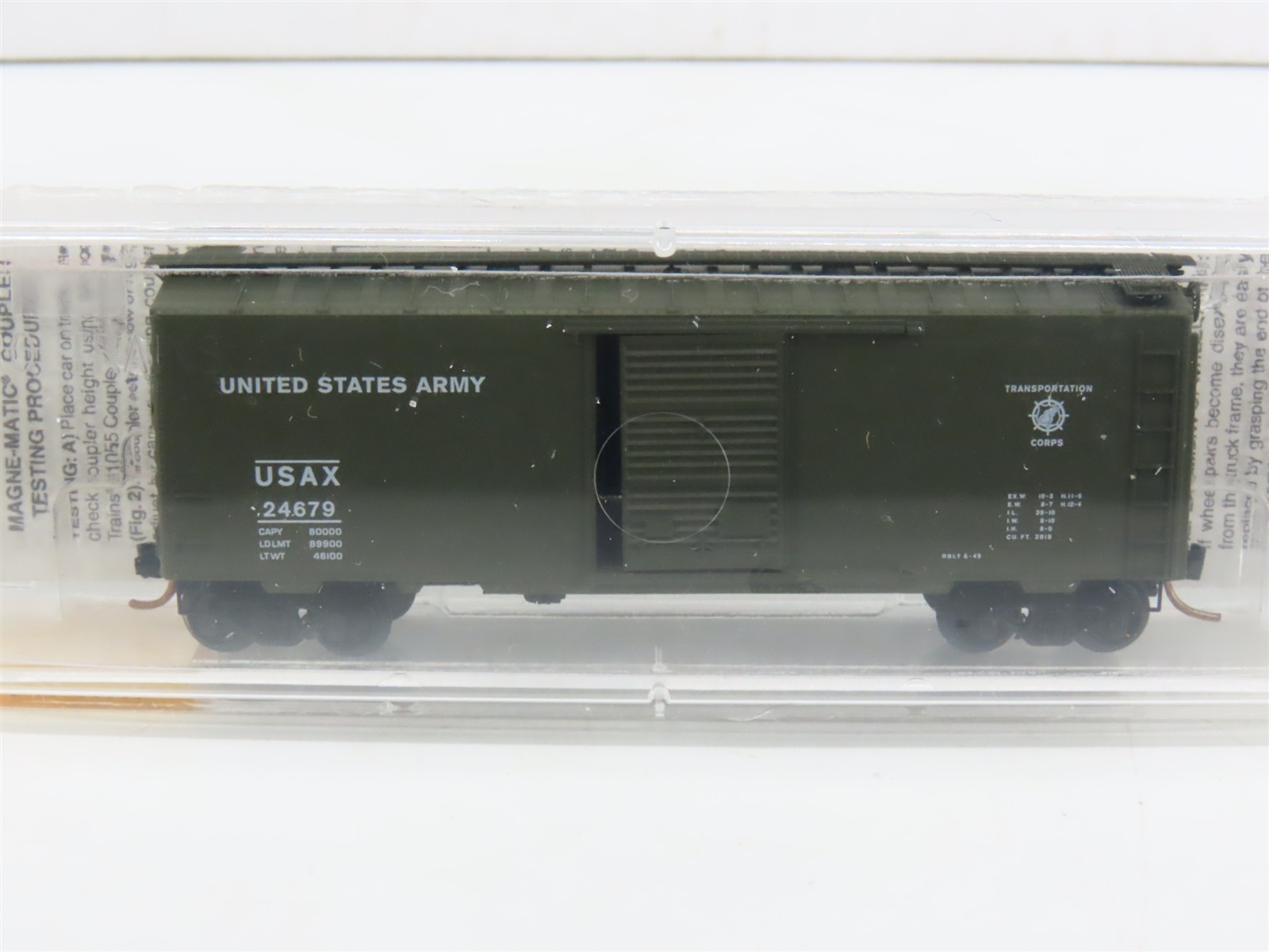 N Scale Micro-Trains MTL 20456 USAX United States Army 40′ Box Car #24679