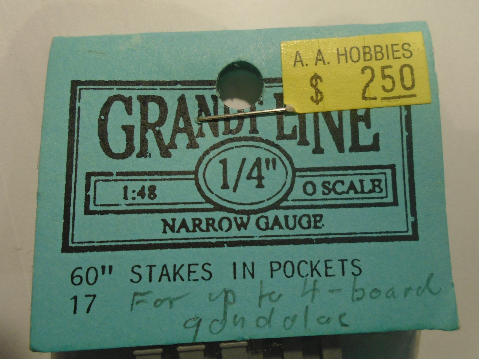 GRAND LINE PRODDUCTS 1/48 O SCALE NARROW GAUGE 60 IN STAKES IN POCKETS 5-219-3-5