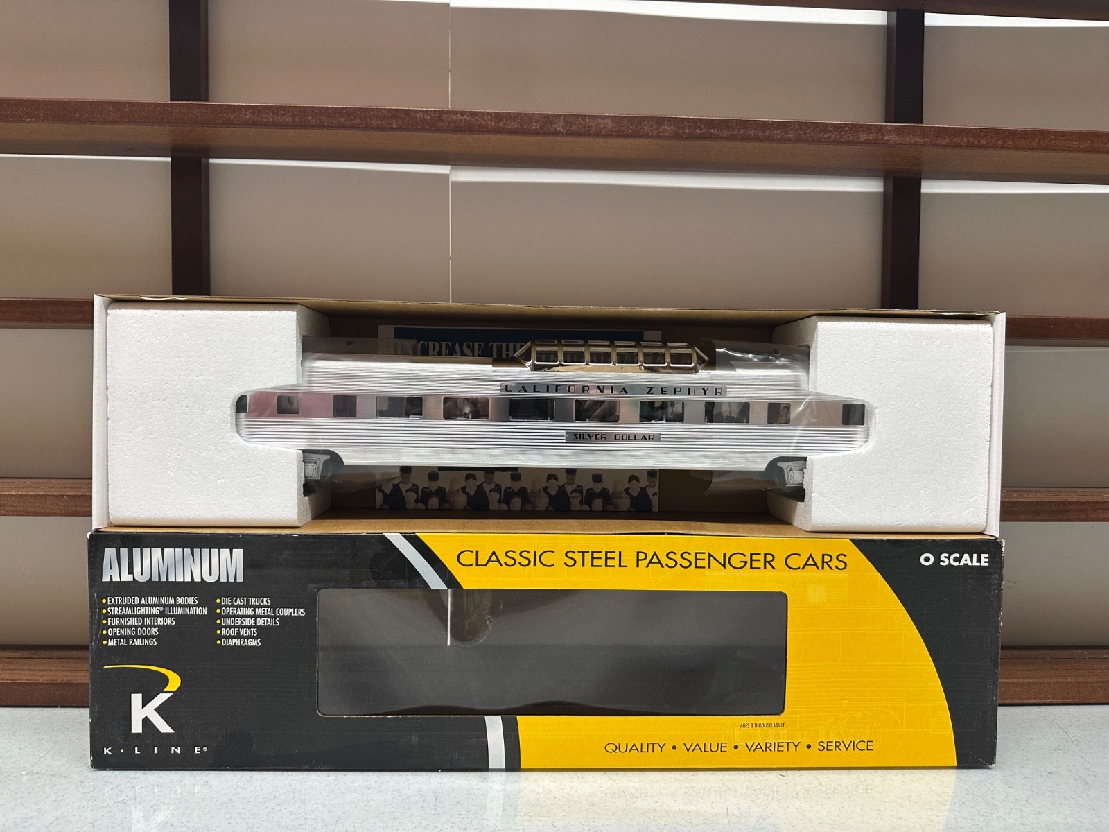 O Scale 3 Rail K-Line Extruded Aluminum Passenger Car WP Silver Dollar Coach NIB