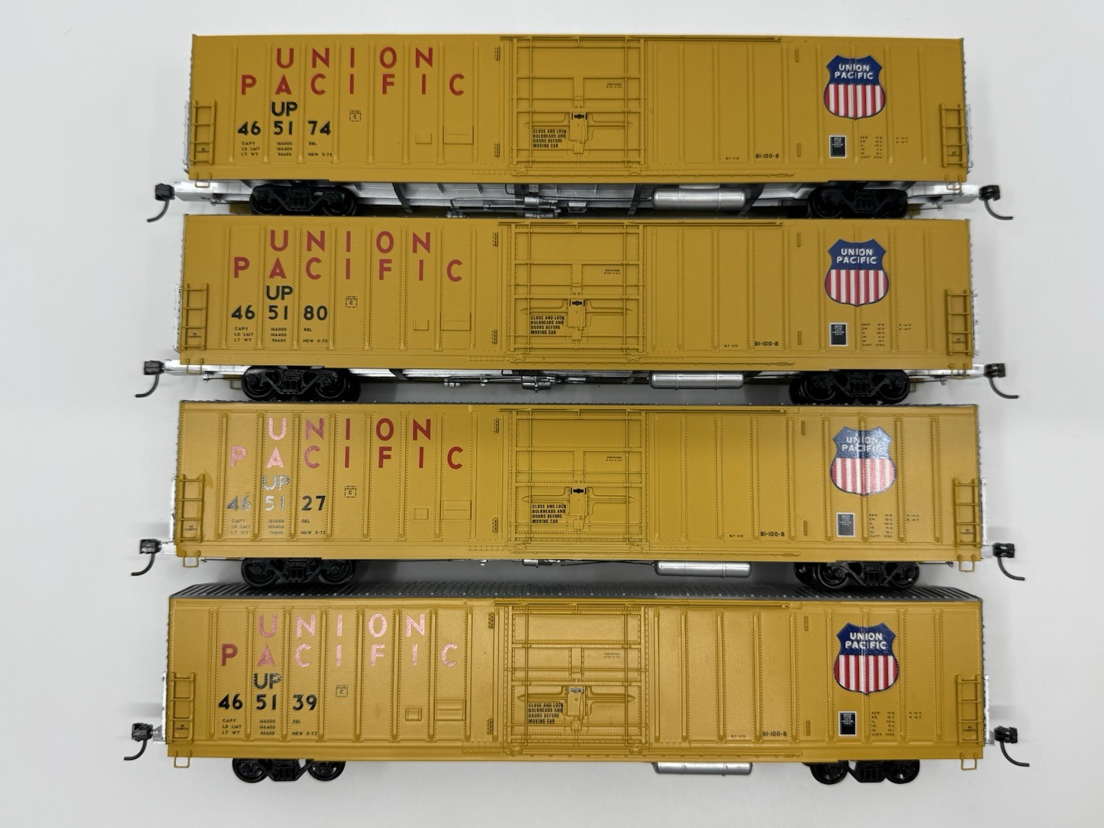 HO Lot of 4 Eel River Models ERM Union Pacific 62’ PC&F Boxcars UP Set #1