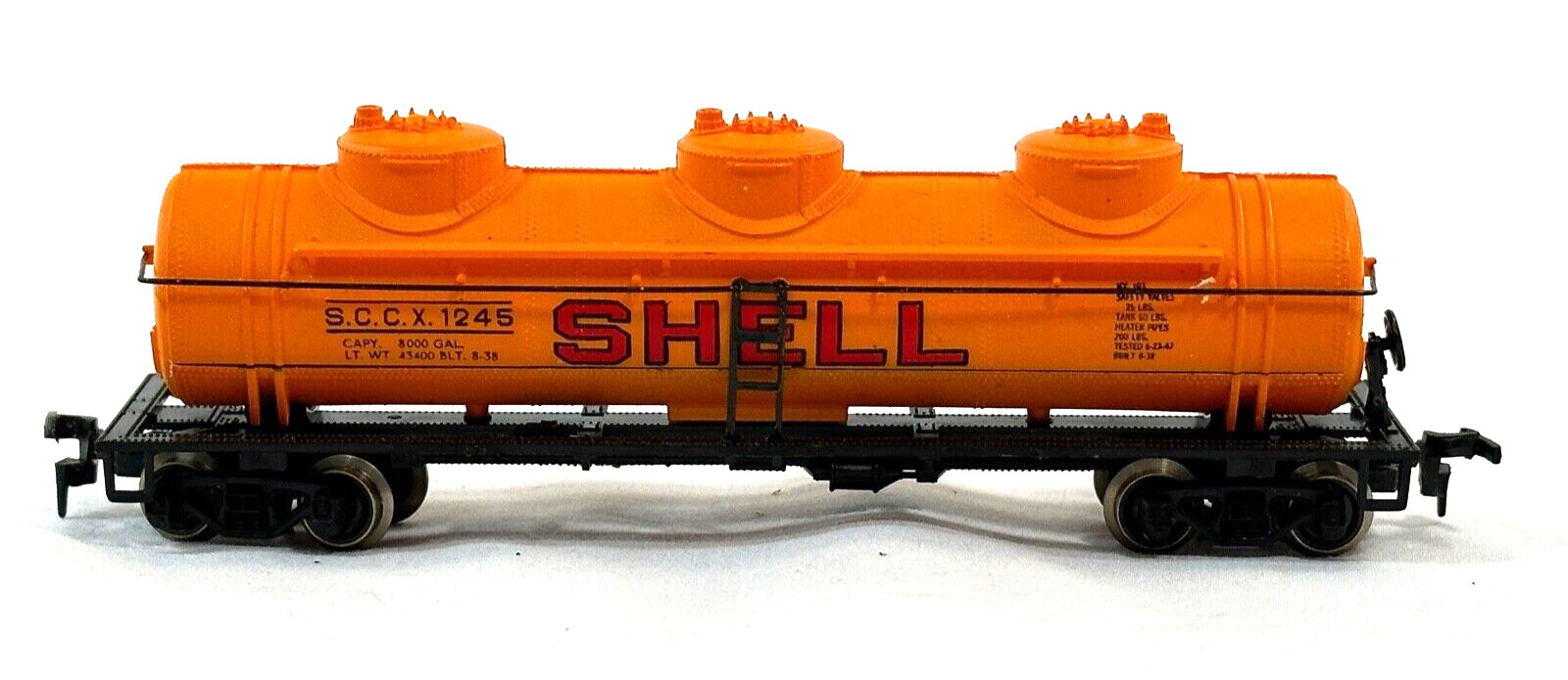HO Scale Shell Gas 3 Dome Tank Car Ahm Vintage S. C. C. X. 1245 Train Nice