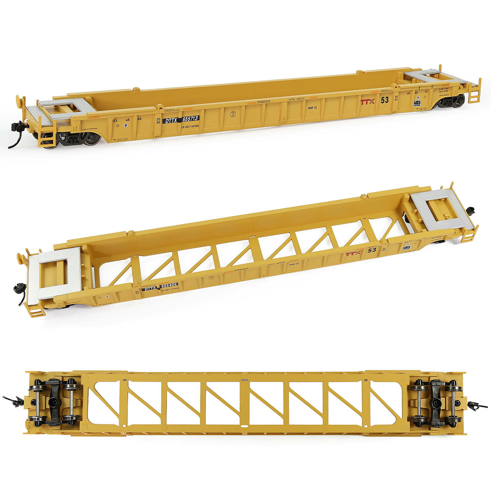 1pc HO Scale 53ft Well Car 1:87 Concave Bottom 53′ Flat Car Wagon C8759
