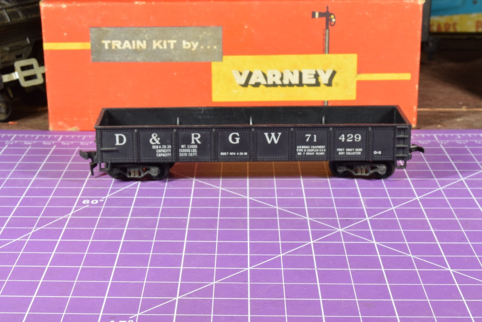 TrkRdy Varney D&RGW Ore Car 71429, active spring die cast trucks, original box