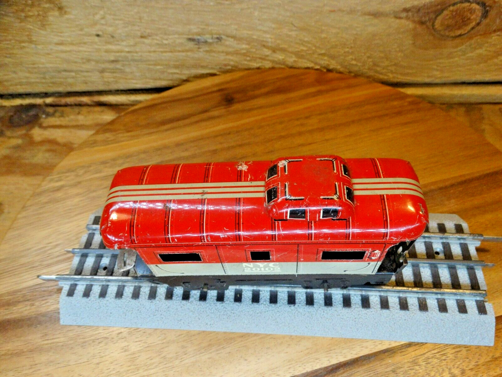 Marx O27 Metal NYC 2-Axle 20102 Red, Black & Gray Cupula Model Railroad Caboose
