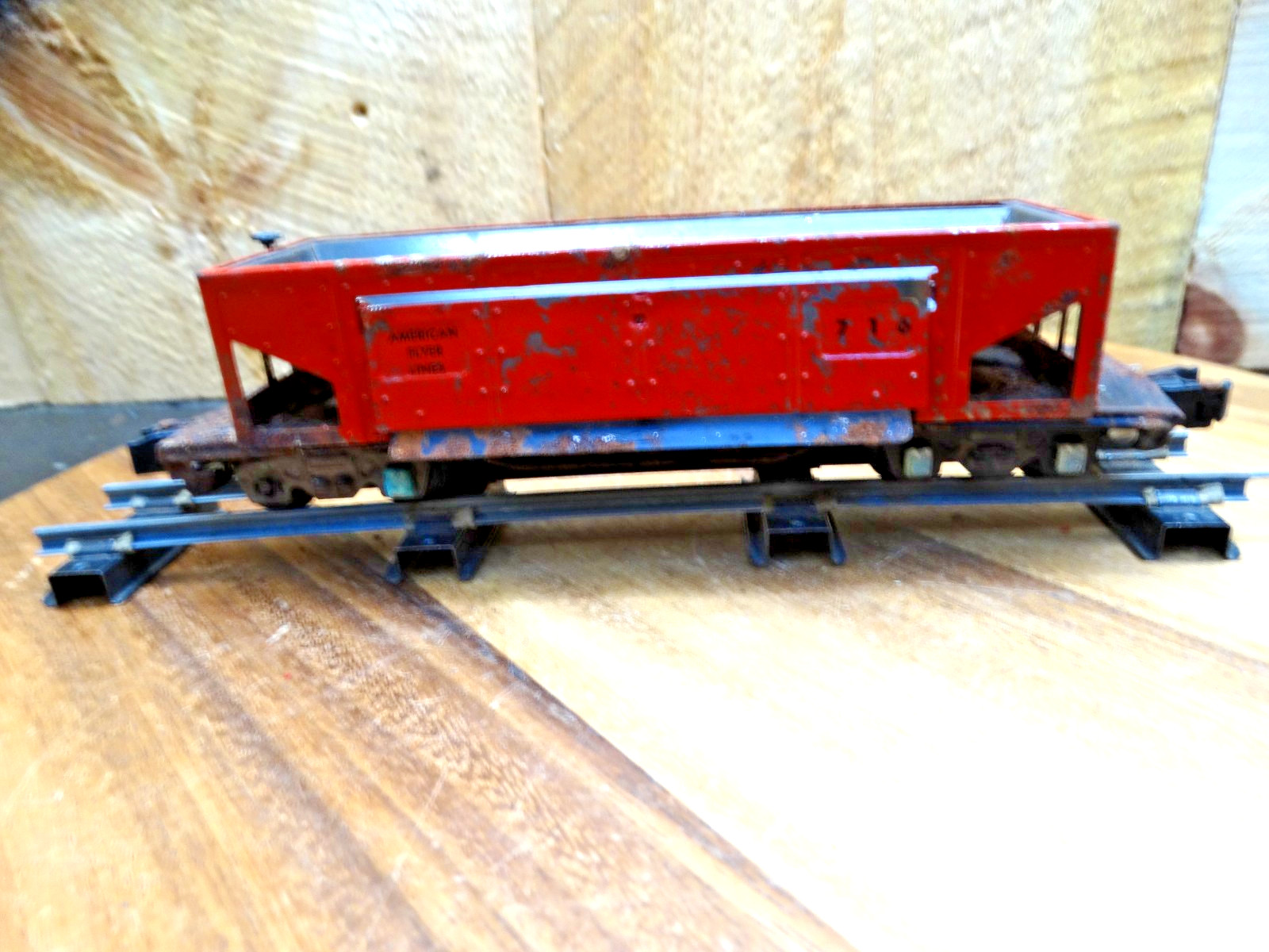 America Flyer S Gauge 41′ All Metal Worn Pre War Operating Side Dump Car