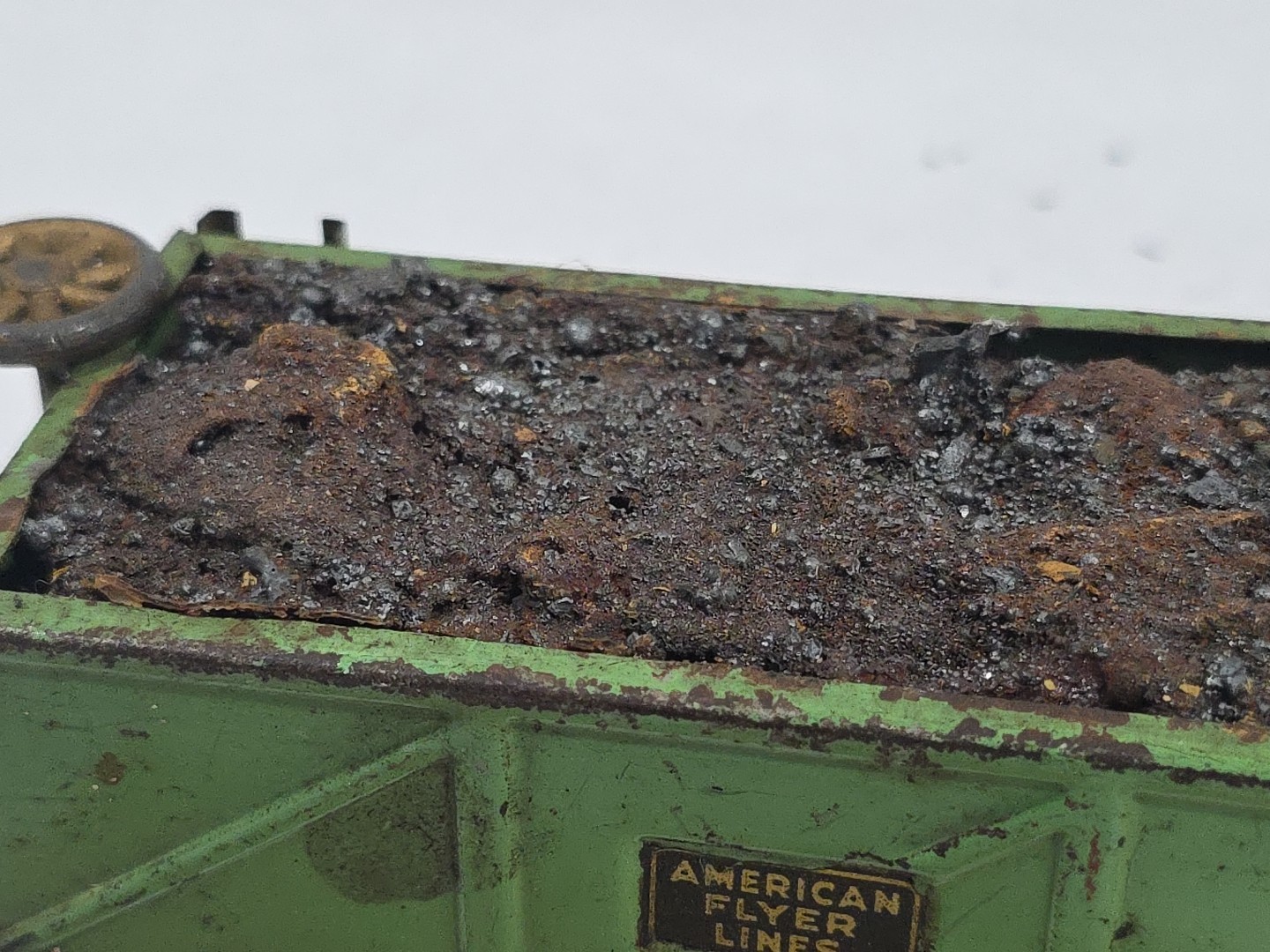 As Is American Flyer 476 Prewar O Gauge Tin Gondola W/ Custom Real Scrap Load