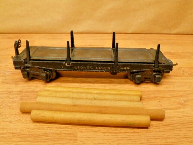 VINTAGE LIONEL LINES Automatic Lumber Dump Railroad Car #3451 w/ logs