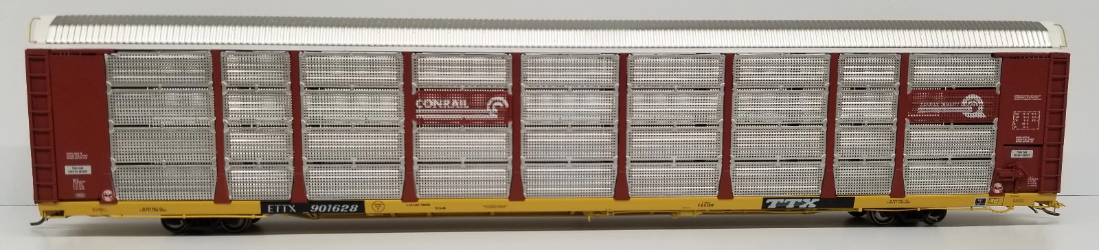 PRAIRIE SHADOWS HO Autorack Trinity Rack, P/S Flat, Rave 1 Doors Conrail TTX