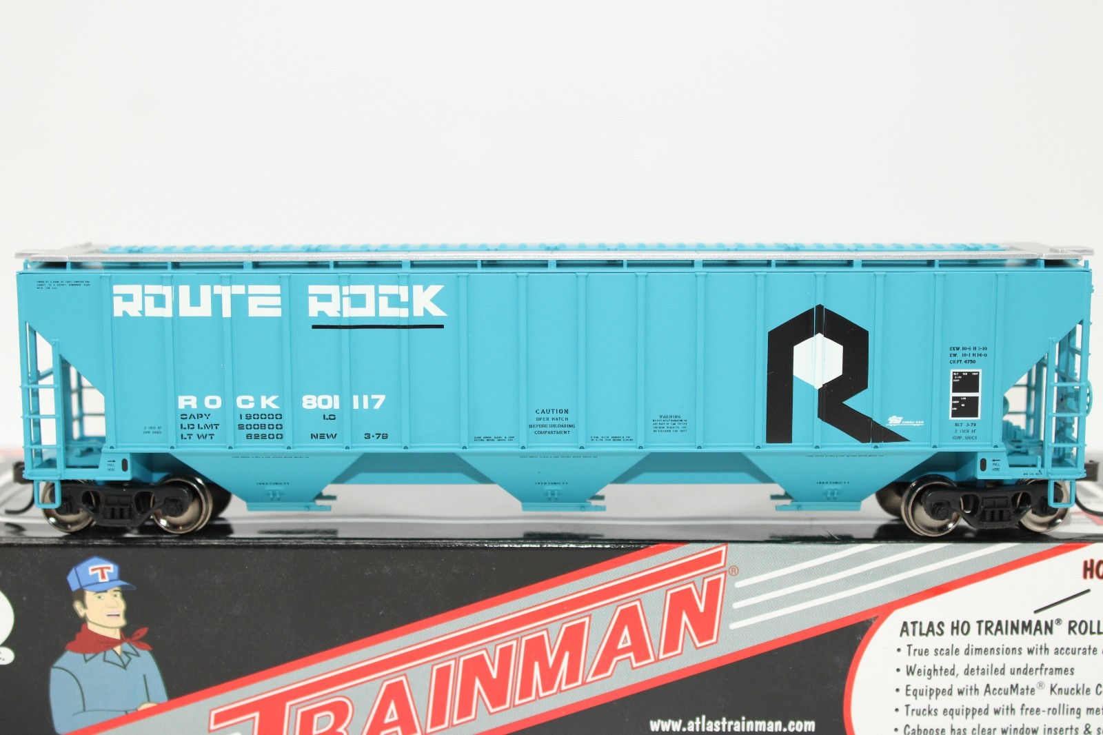 Atlas HO Scale Route Rock Island Thrall 4750 Cu Ft Covered Hopper Car NOS
