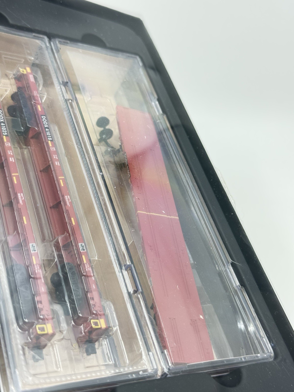 N Scale Micro Trains 99301620 DODX Red Flat Car (3-Pack) with Tanks