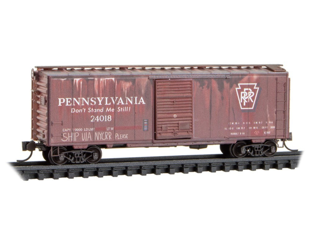 Pennsylvania 40′ Standard Box Car Single Door Weathered MTL 020 44 997 N Scale