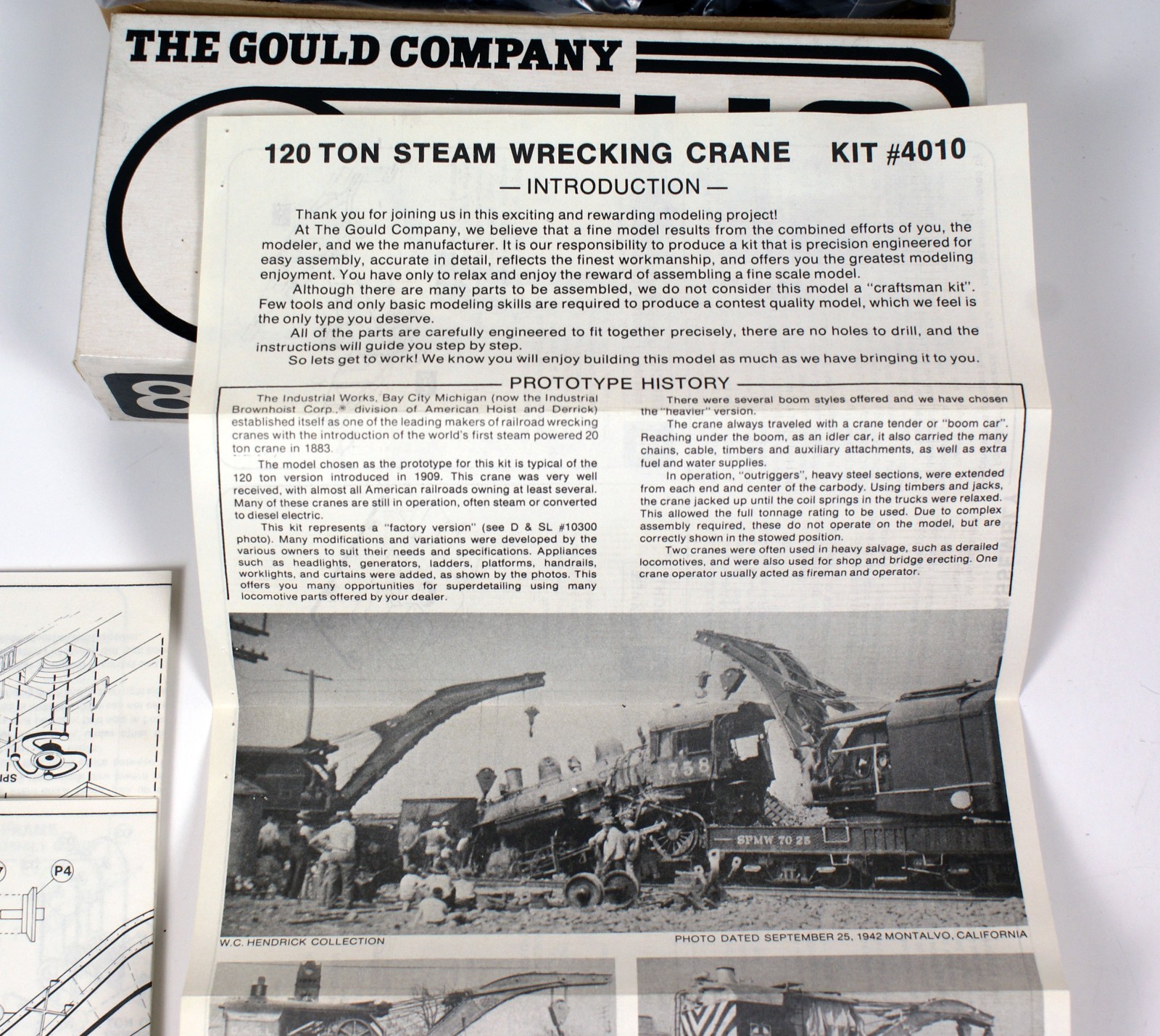 Gould Company HO Scale 120 Ton Steam Wrecking Crane Kit #4010, Undecorated, NOS