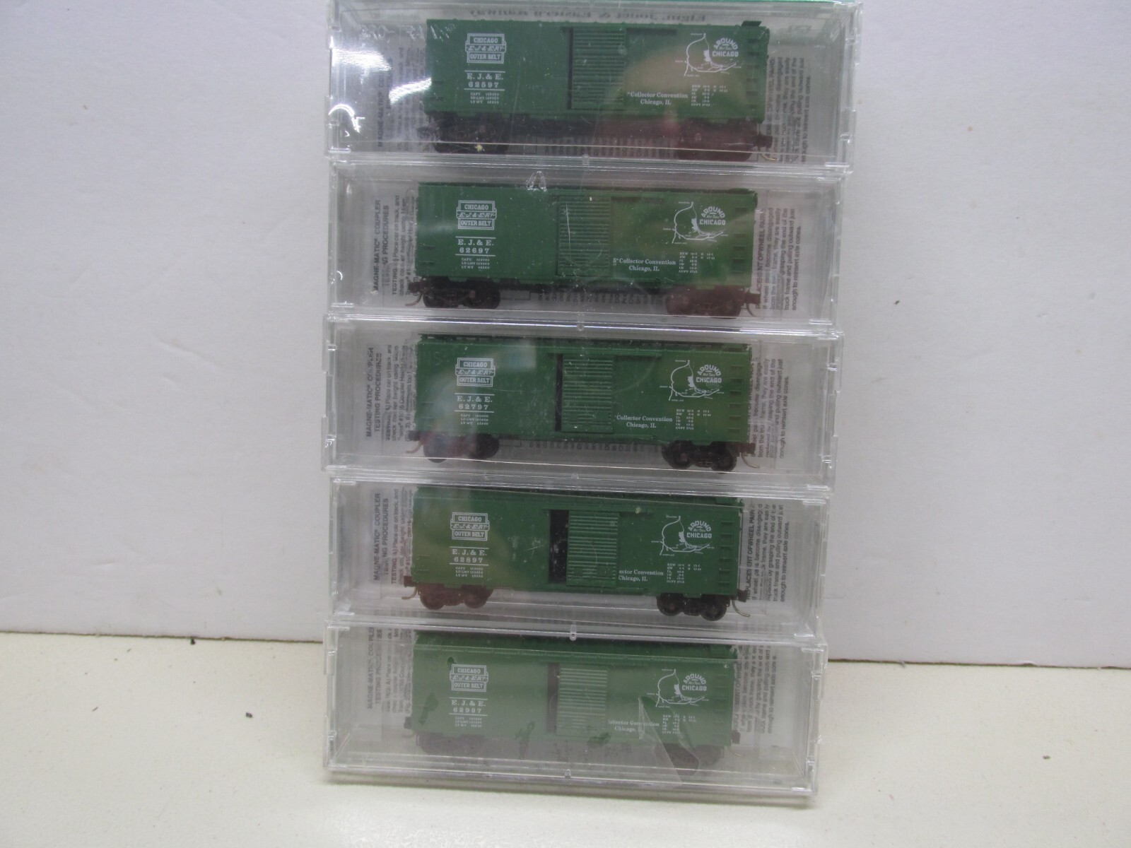 MICRO-TRAINS-ELGIN, JOLIET & EASTERN RR-40′ BOXCAR-5-PACK-5TH CONVENTION-N-SCALE