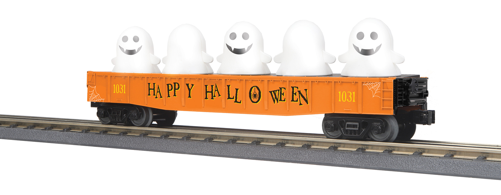 MTH Railking O #1031 Halloween Gondola Car w’ Flickering Lighted Ghosts 30-72227