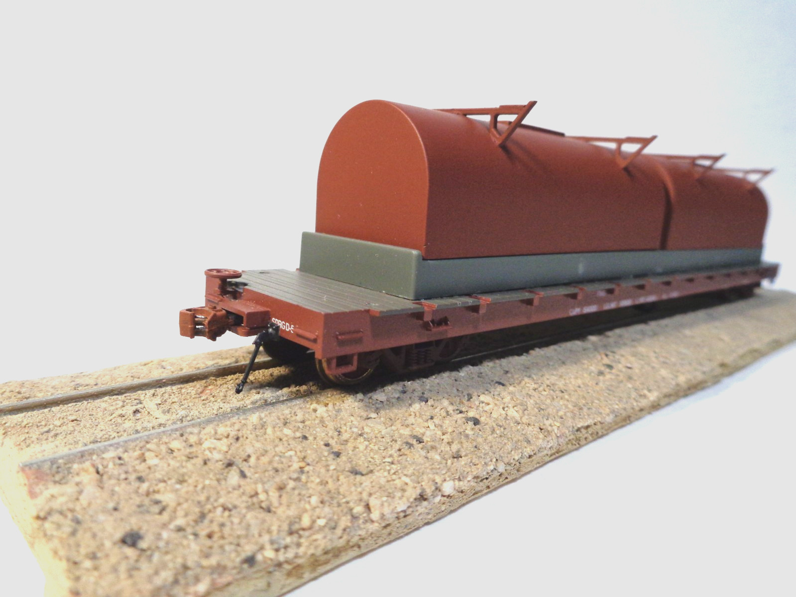 MDC Roundhouse HO Custom 60′ Coil Flatcar Data Only w/coil covers.