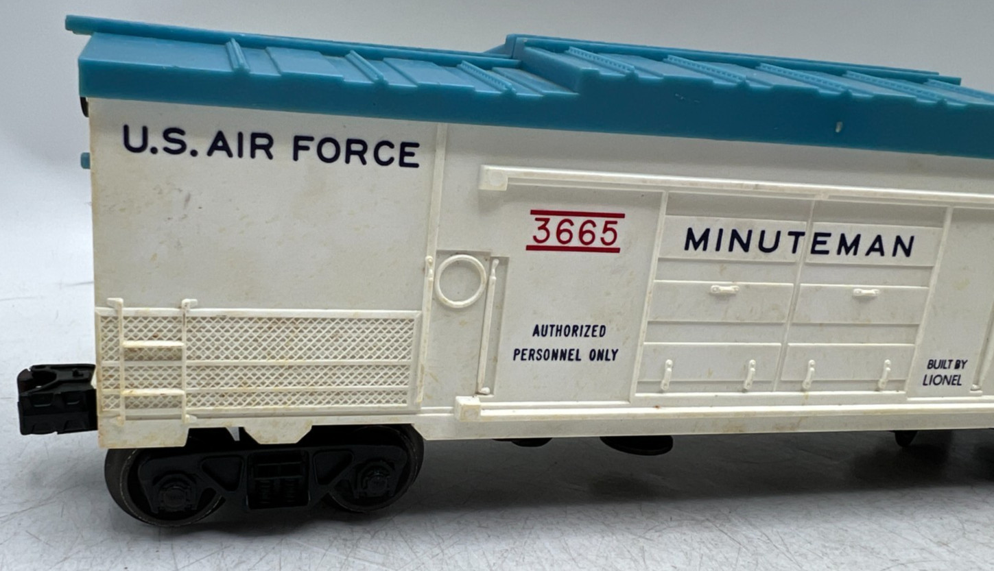 Lionel O Train Car 3665 US Air Force Minuteman Missile Boxcar Teal Roof *Read*