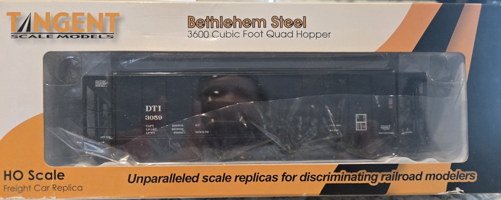 Tangent Scale Models HO Bethlehem 3600 Quad Hopper DT&I #3059 Black MPN 10856-06