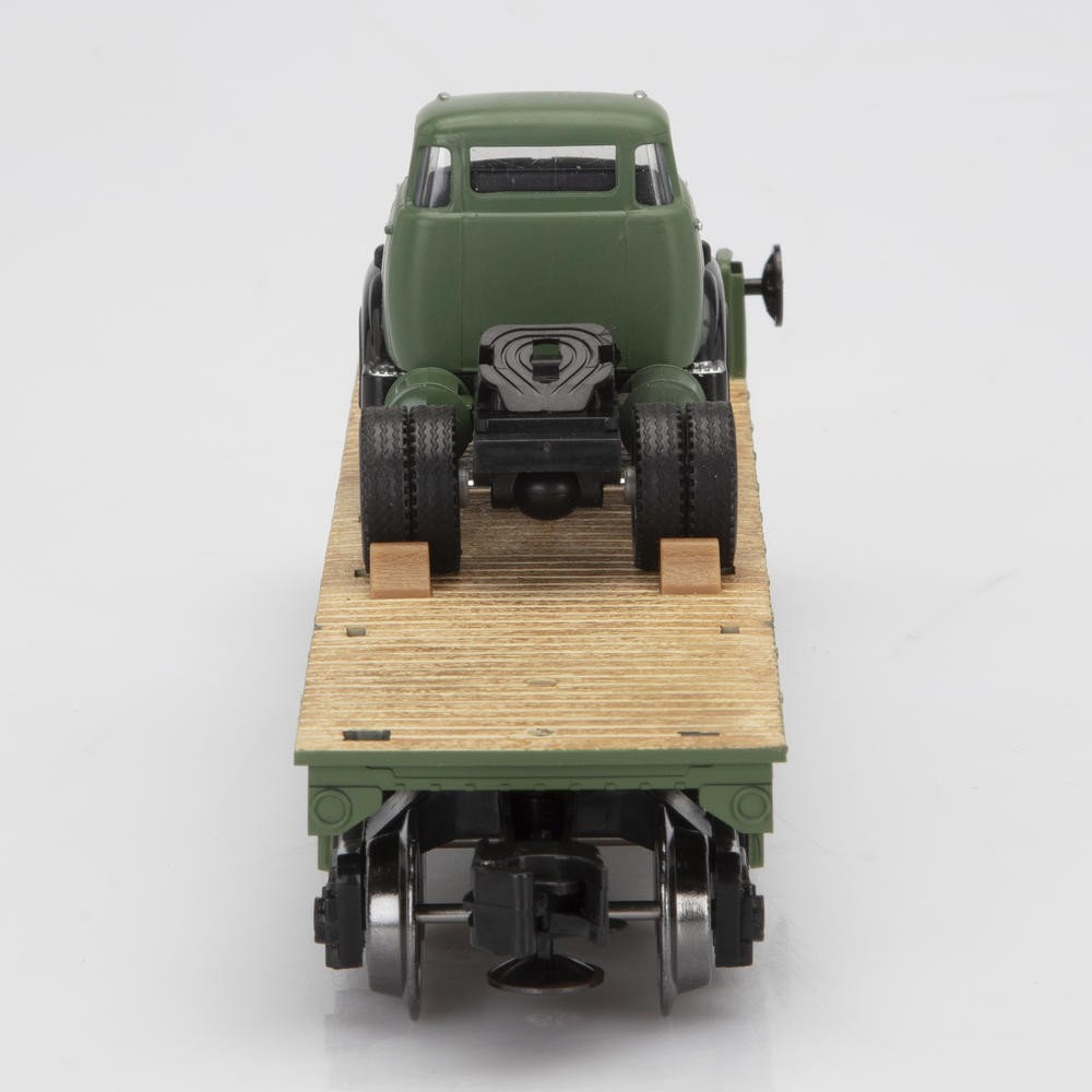 Menards United States Army Truck & Trailer Set On Flat Car 2 Pack.