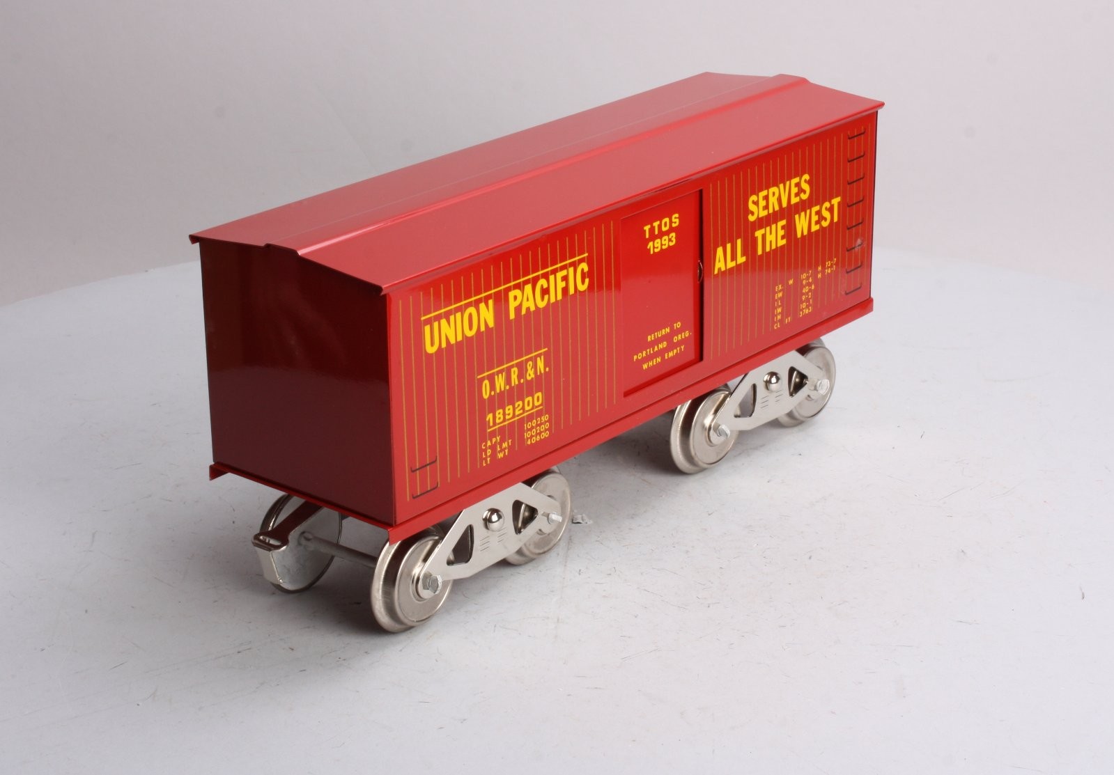 McCoy 1993 Standard Gauge Union Pacific T.T.O.S. Boxcar EX