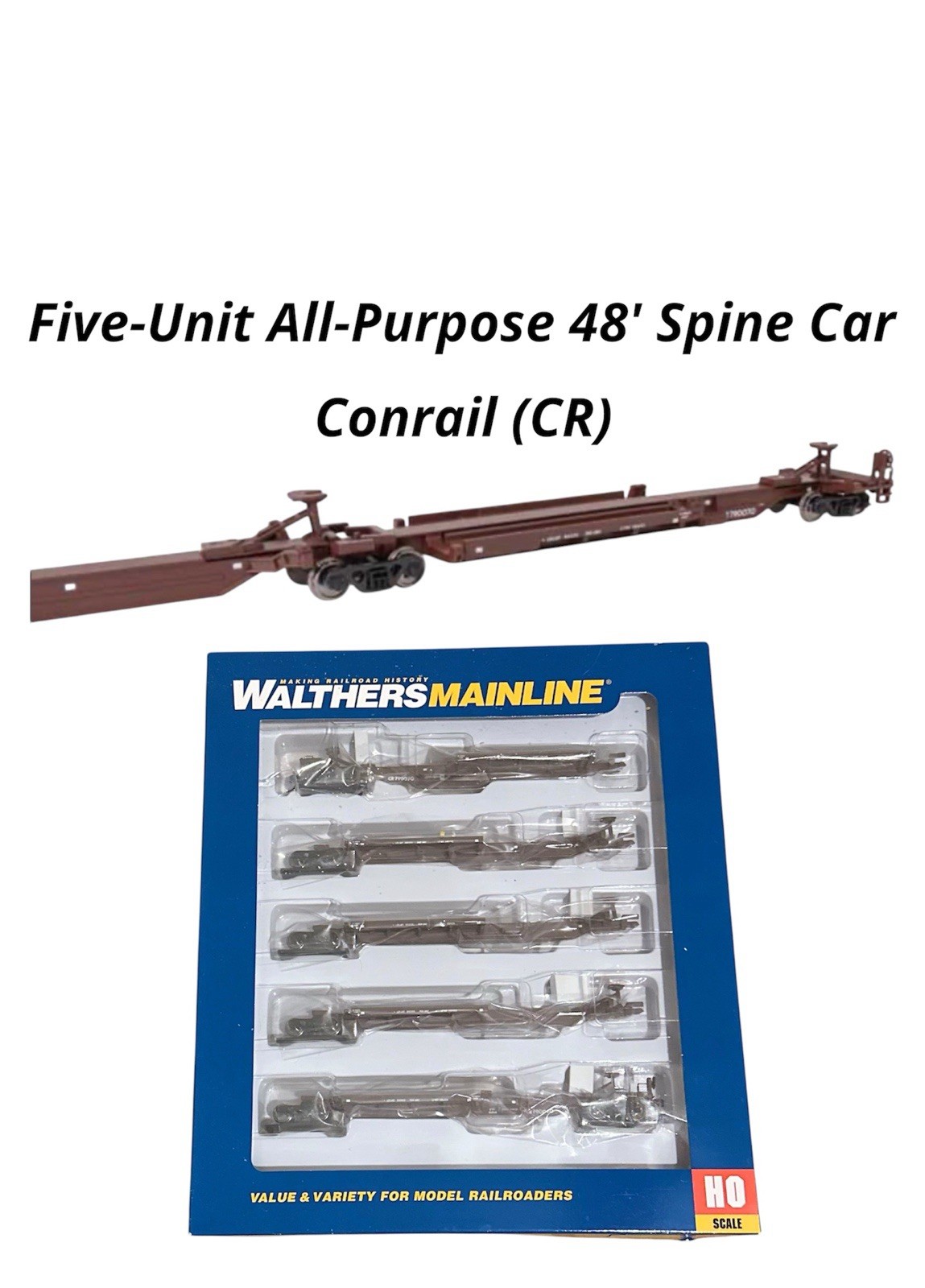 Walthers 910-5266 HO 263′ 5-Unit All-Purpose 48′ Spine Car Conrail (CR) 790070