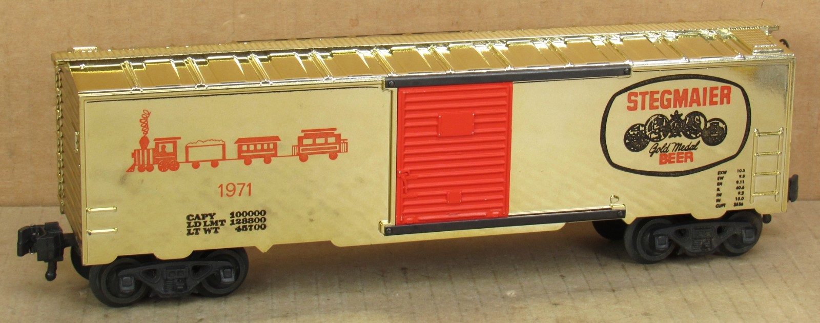 KMT/Kris Model Trains 1971 Stegmaier Beer Gold Boxcar O-Gauge (no box)