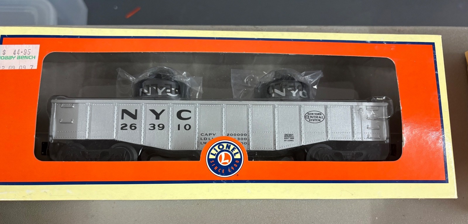 Lionel Train 6-26391 NYC Gondola w/canister O gauge (NEW In Box) Silver