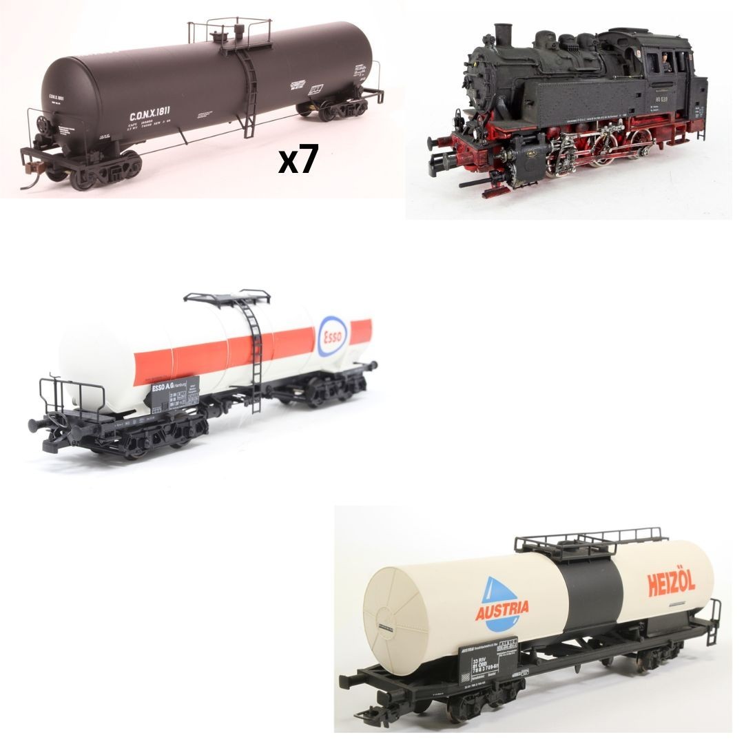 HO Scale Industrial Tank Service Set ROCO BR80 Shunter with Tank Wagons