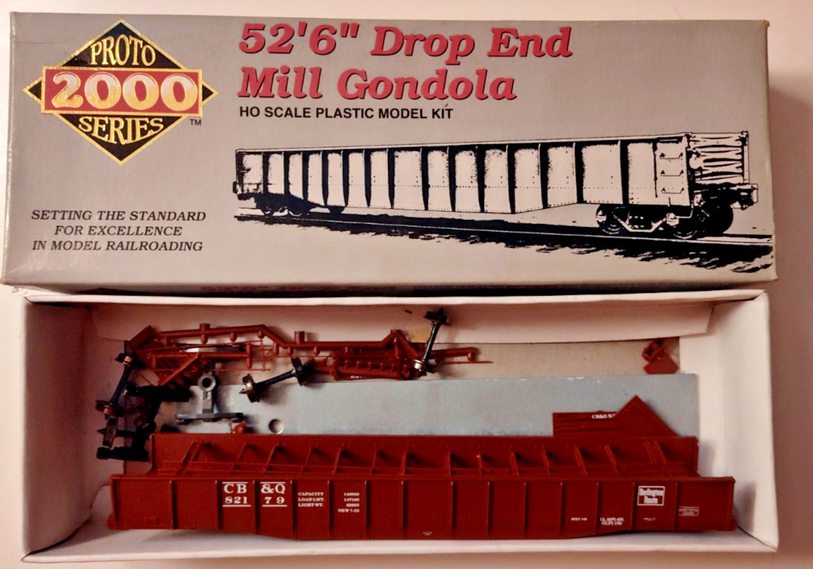 HO Scale Proto 2000 52′ 6″ Drop End Mill Gondola CB&Q