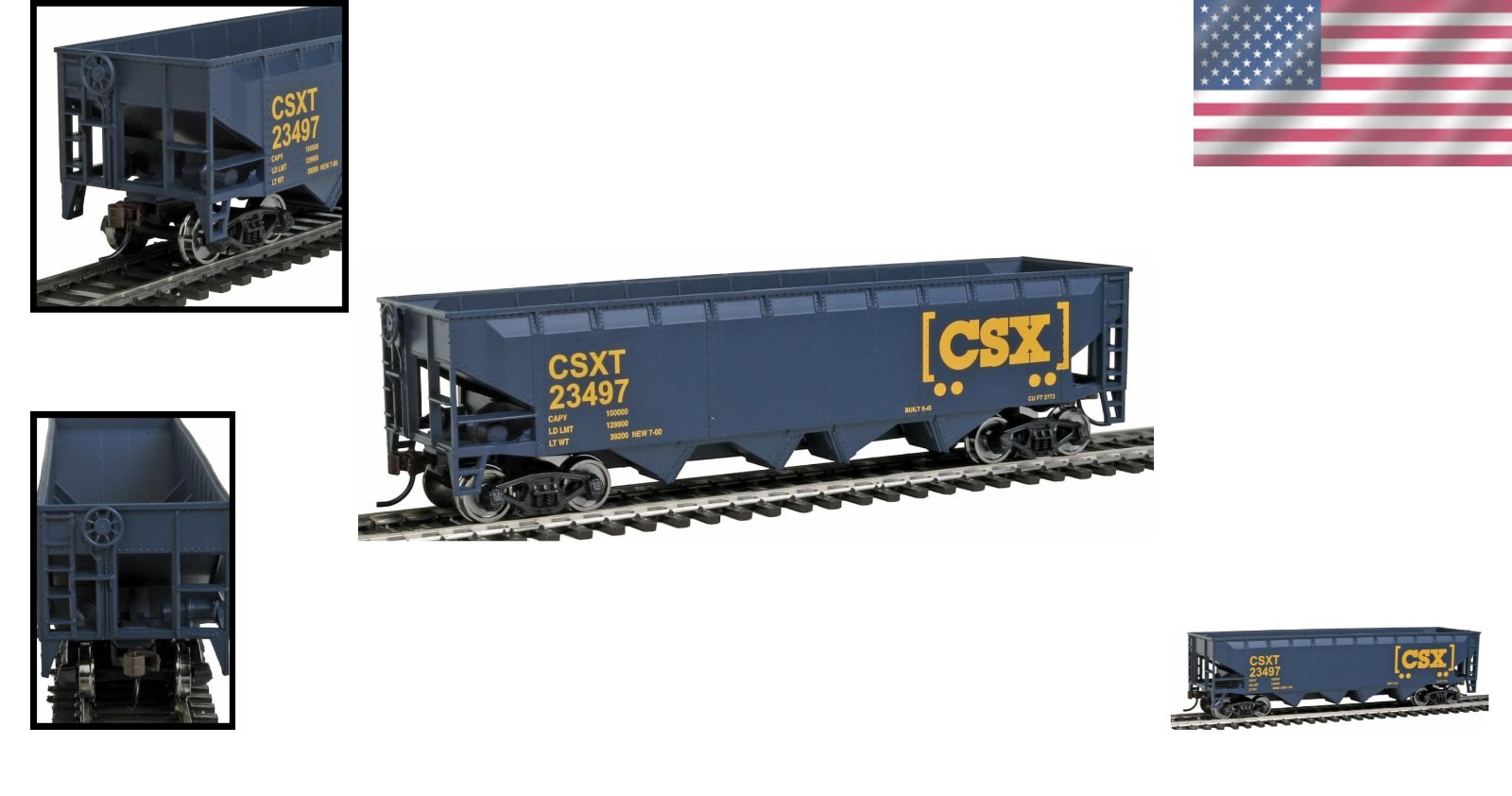 Freight Model CSX Offset Hopper – Perfect for Coal & Ore Service – 3.5” Wide