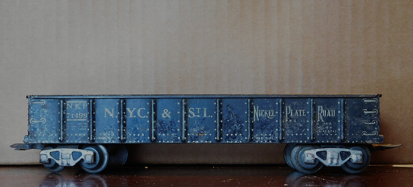 Marx 11-Panel Gondola ~ NICKLE PLATE ROAD ~ Type-B Wheelsets NKP 71499 – O-27