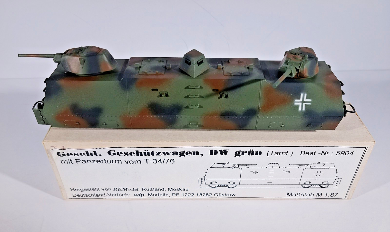 REModel 5904 WWII German Arnoured Wgn w/ Twin Turrets HO Very Rare See Dscrptn