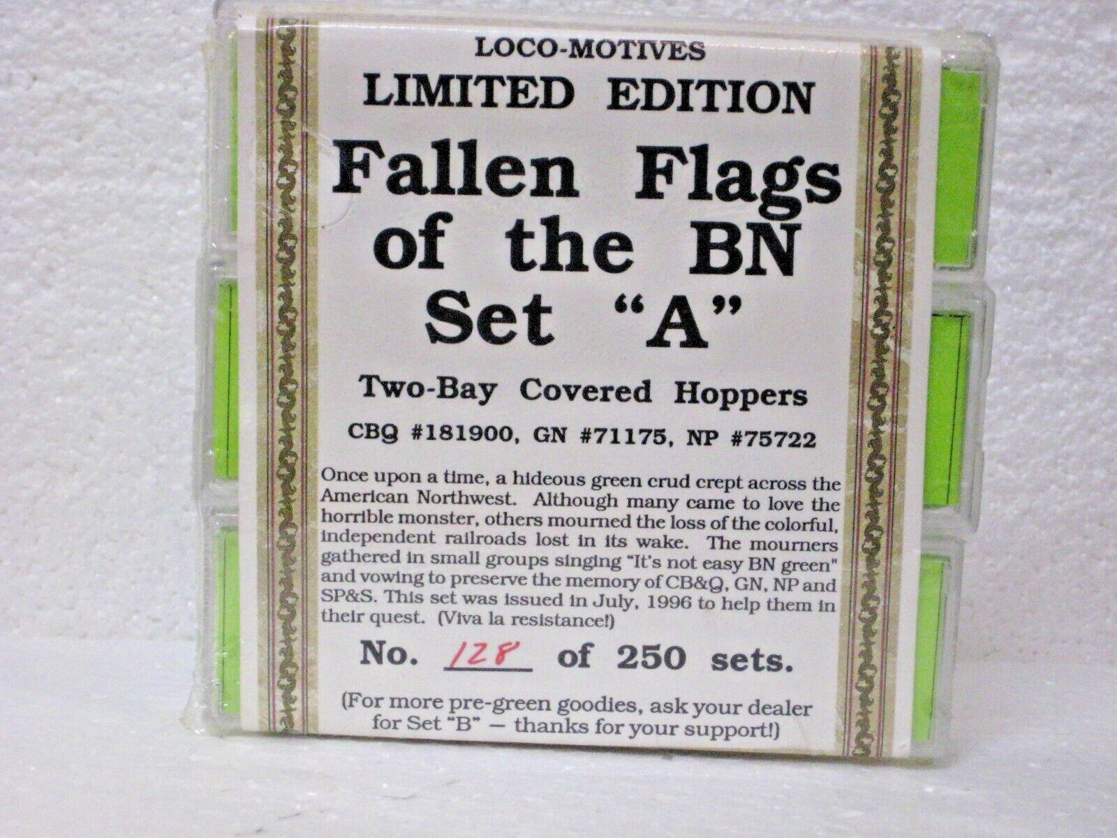 N SCALE LOCO-MOTIVES BN FALLEN FLAGS 3 PACK #12153/A 2-BAY COVERED HOPPERS