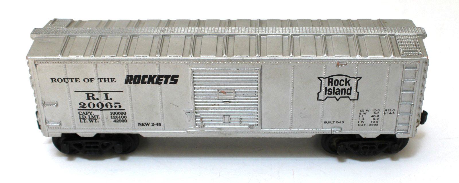 Kusan O Gauge Rock Island Boxcar #20065 Silver Excellent 50s