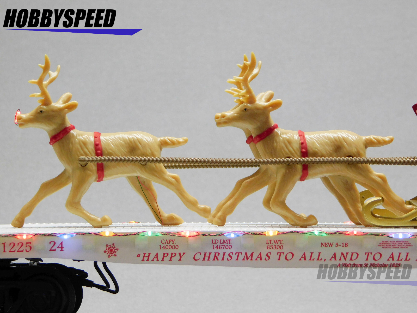 MTH RAILKING CHRISTMAS SANTA SLEIGH & REINDEER (White) O GAUGE flat 30-76919 NEW