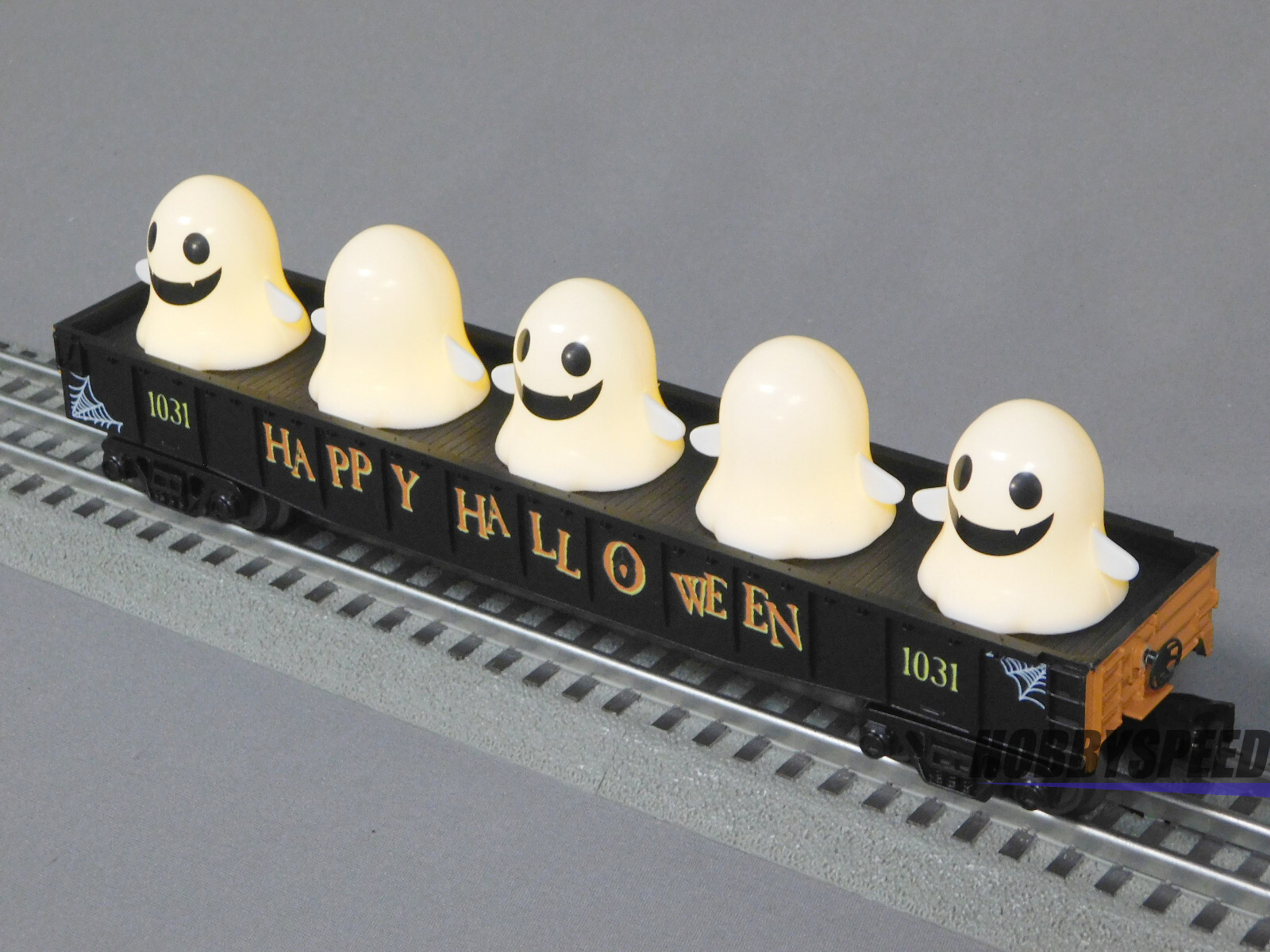 MTH RAILKING HALLOWEEN GONDOLA CAR WITH FLICKERING LIGHTED GHOSTS 30-72226 NEW