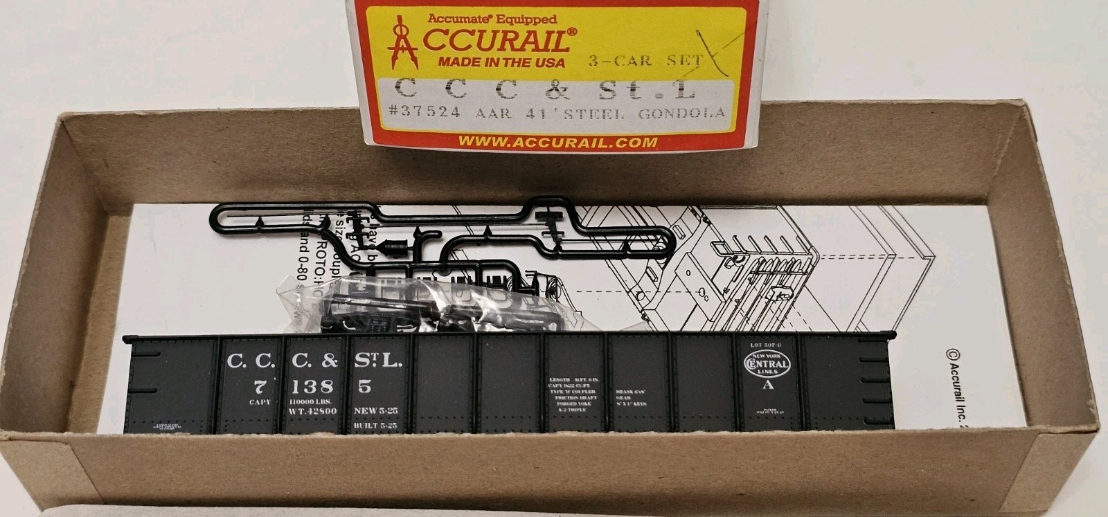 Accurail HO 37524 HO AAR 41′ Steel Gondola CCC & St. Louis #71385 – New Kit