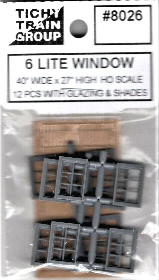 HO Scale Tichy Train Group 8026 6-Lite 40 x 27″ Windows pkg (12)
