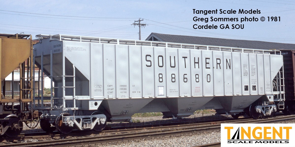 TANGENT HO PS-2CD 4750 Covered Hopper Southern (SOU) Delivery Gray 1981