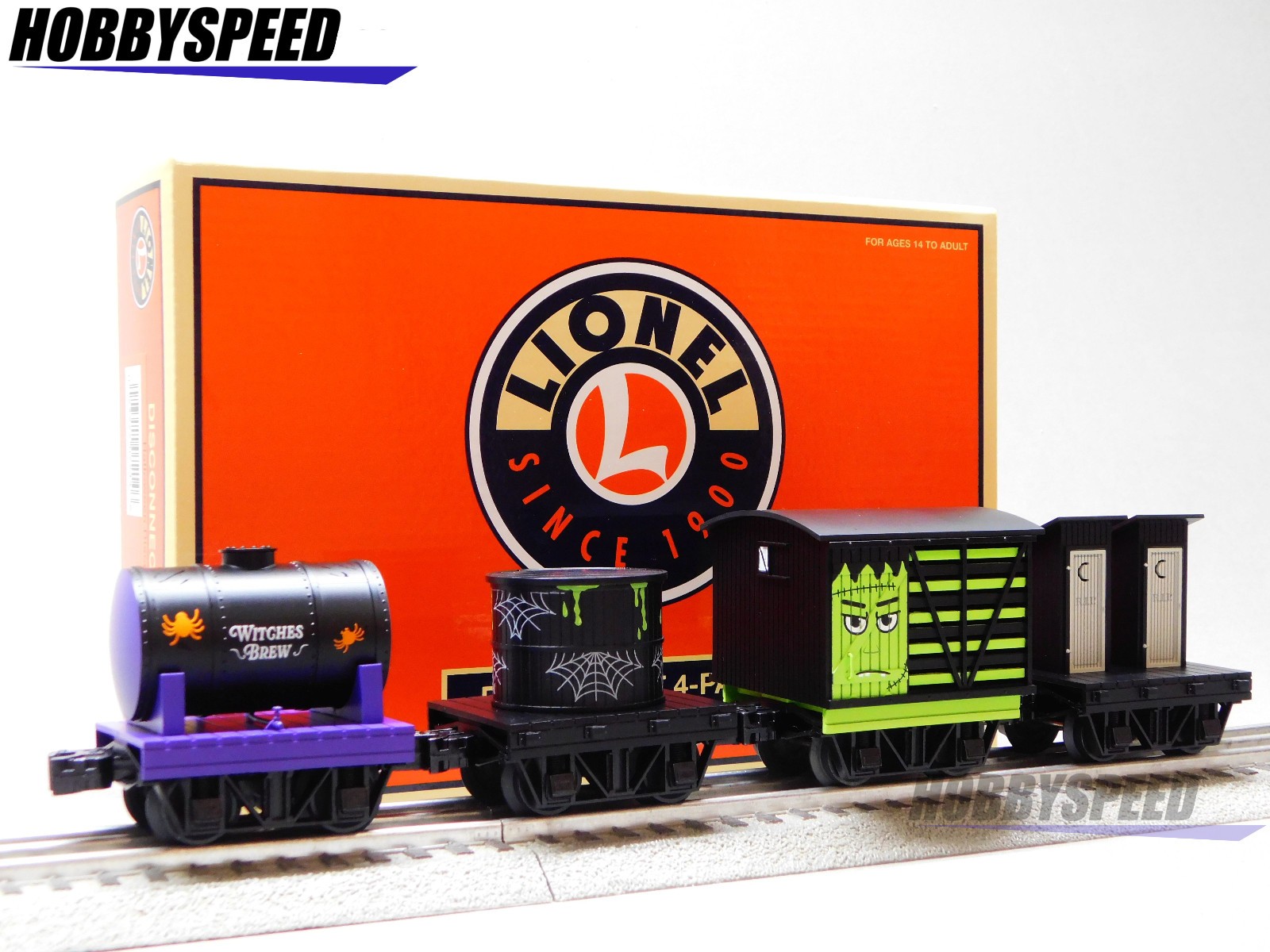 LIONEL HALLOWEEN DISCONNECT 4-PACK O GAUGE mini train car set 2526620 NEW