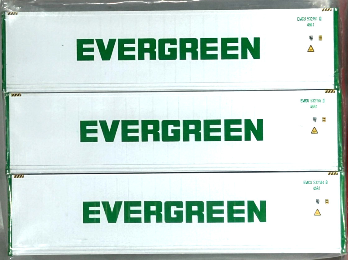 ATLAS HO SCALE 40′ REFRIGERATED CONTAINER 3- PACK EVERGREEN SET #2 20006725
