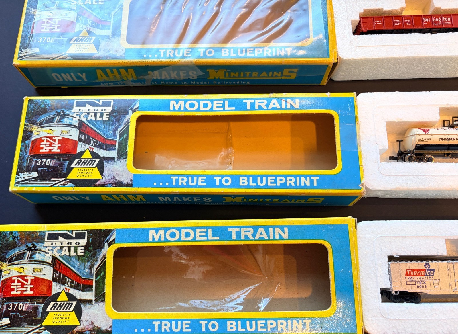 N Scale Vtg AHM Early RR Car Set Of 6 NOS With 1970s Boxes-Italy